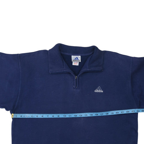 Adidas Men Blue 1/2 Zip Fleece Sweatshirt L Regular Fit
