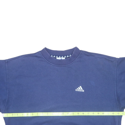 Adidas Mens Blue Crew Neck Sweatshirt Size L Classic Logo Cotton Blend