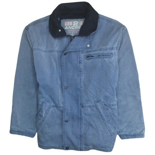 Les 2 Ancres Men's Blue Cotton Lined Jacket Size S Regular Fit
