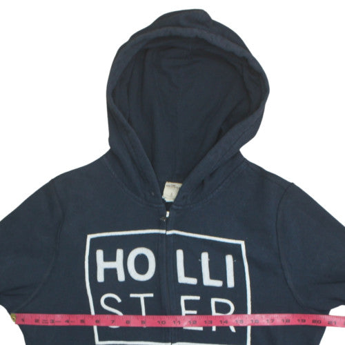 Hollister Womens Navy Blue Full Zip Hoodie Size S Cotton Blend