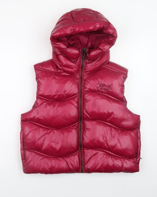 Superdry Men's Red Puffer Hooded Waistcoat L 42in Outdoor Casual