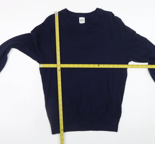 GAP Men's Blue XS V-Neck Cotton Pullover Jumper