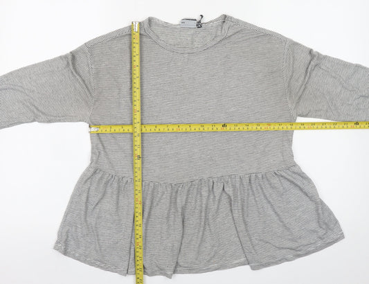 ASOS DESIGN Womens Grey Striped Tunic Blouse UK 10 Long Sleeve