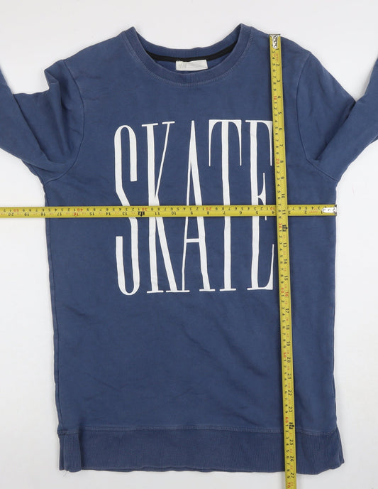 H&M Boys Blue Long Sleeve SKATE Sweatshirt Cotton Blend Size M