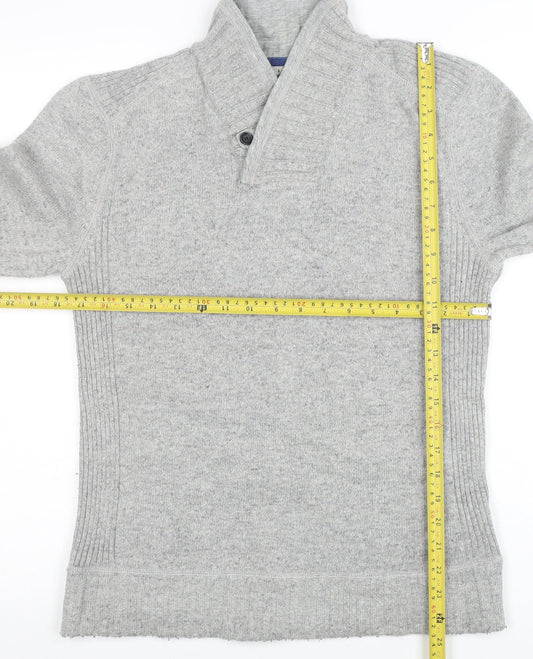 Ted Baker Men's Grey Wool Blend Collared Pullover Jumper M