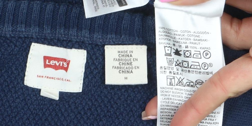 Levi's Men's Blue Cotton Knit Crew Neck Jumper Size M