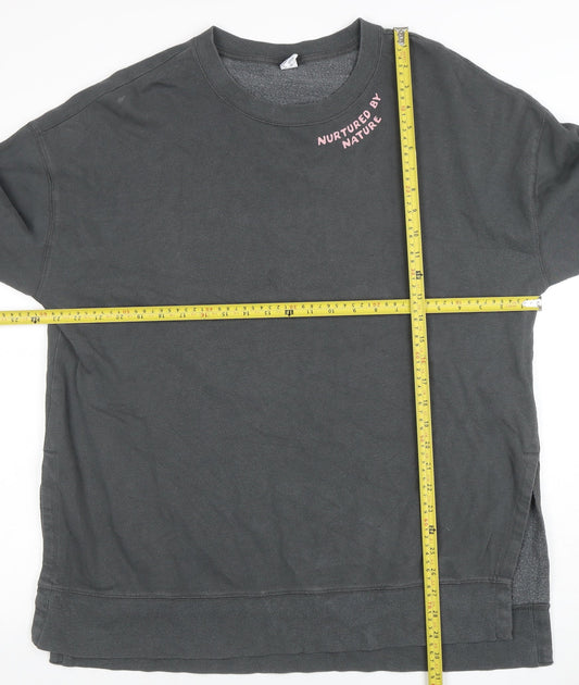 Old Navy Women's Grey Graphic Pullover Sweatshirt Size L Cotton Blend