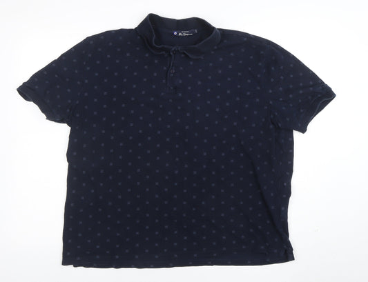 Ben Sherman Men's Blue 2XL Geometric Cotton Polo Shirt