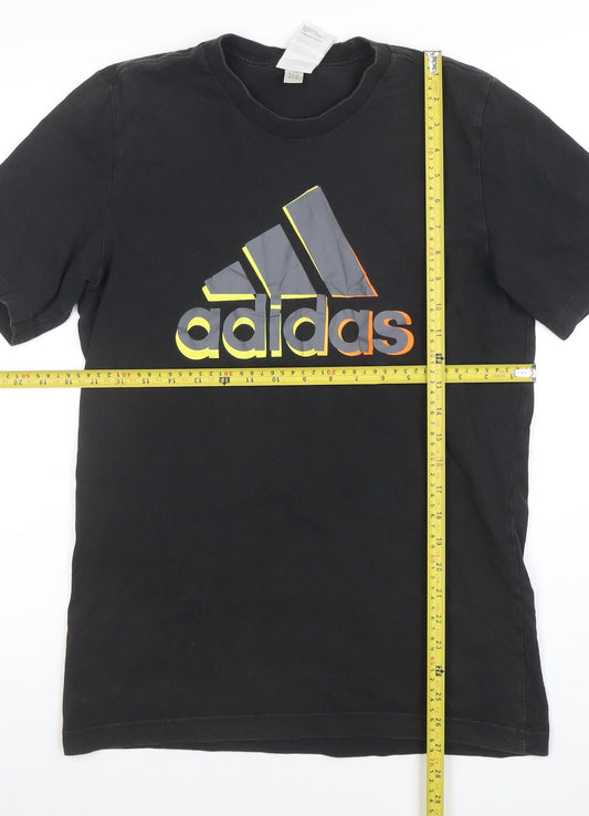 adidas Men's Black Cotton Sports Logo Crew Neck T-Shirt Size S