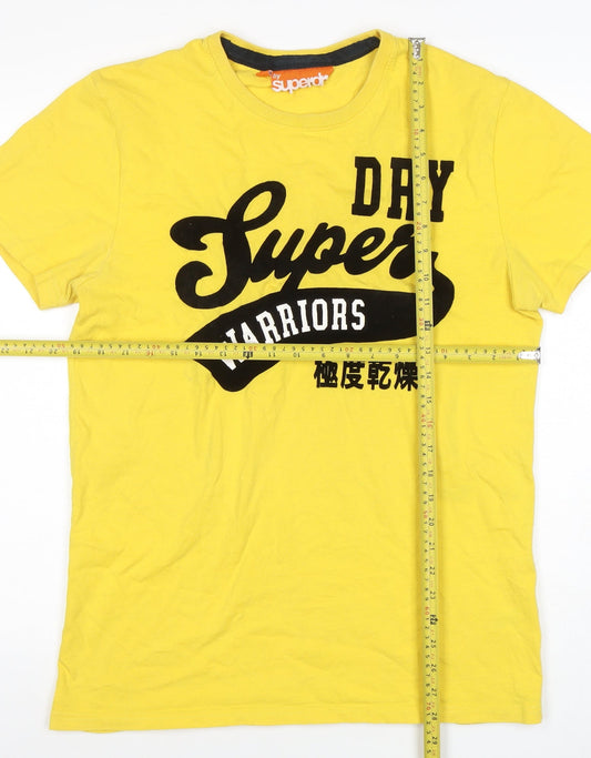 Superdry Men’s Yellow Graphic Print T-Shirt L Sports Retro