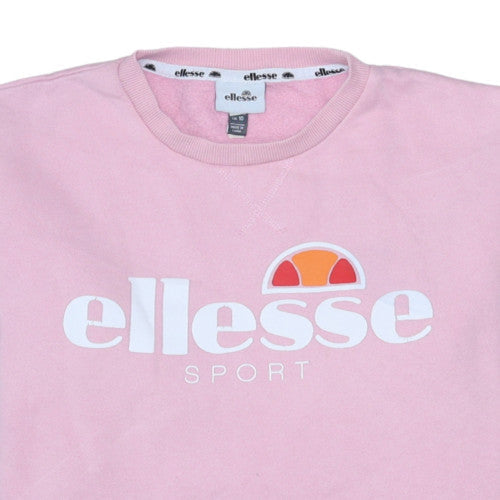 Ellesse Women Pink Cotton Blend Pullover Sweatshirt UK 10