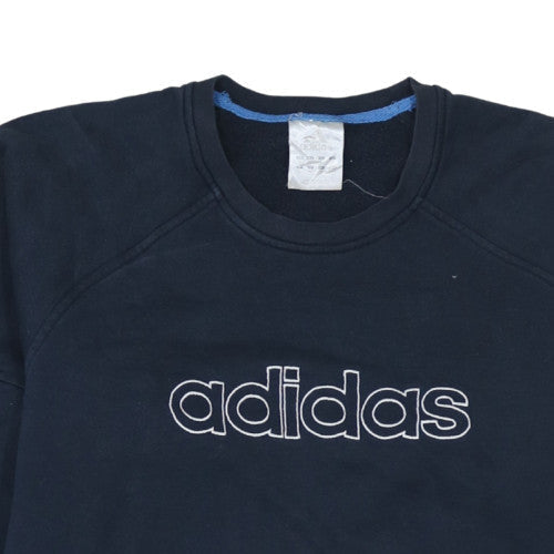 Additional view of Adidas Men Blue Logo Pullover Sweatshirt Crew Neck Long Sleeve M
