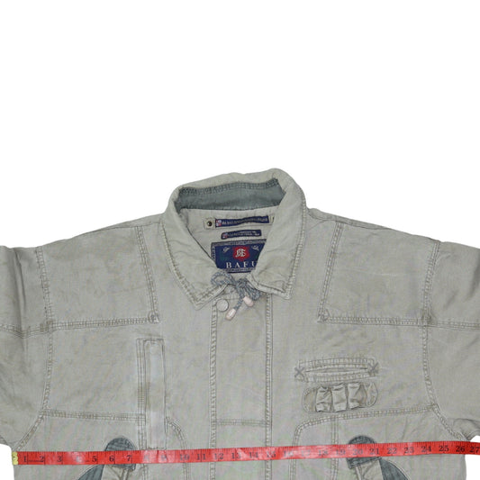 BAFU Men's Grey Cotton Bomber Jacket XL Regular Fit Casual