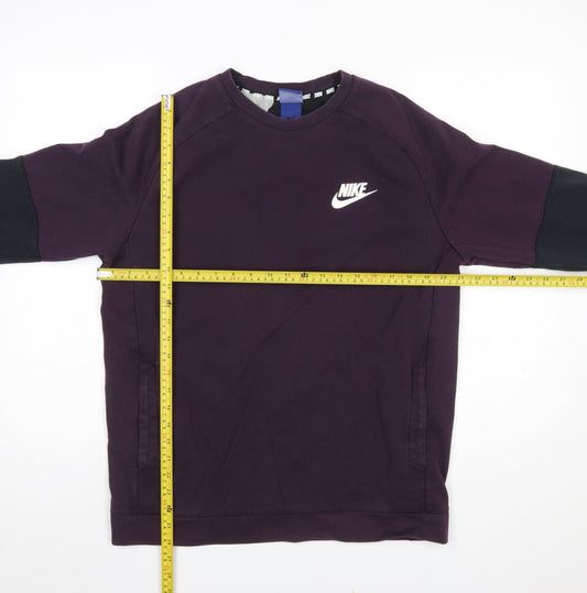 Nike Men's Purple Pullover Sweatshirt M Regular Fit Crew Neck