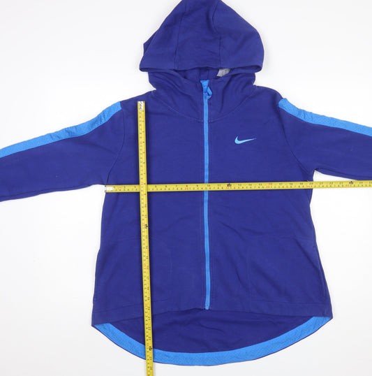 Nike Women's Blue Full Zip Hoodie M Cotton Blend Athletic Style