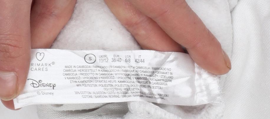 Disney 100 at Primark White Hoodie Womens Small Graphic Pullover