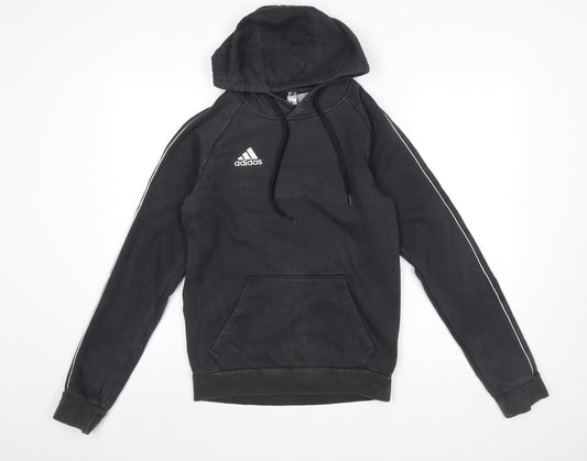 Adidas Men's Black XS Pullover Hoodie with Logo and Pockets