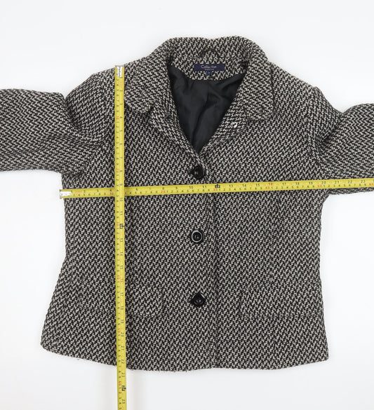 Debenhams Collection Women Black & White Wool Blend Tweed Blazer Size 14