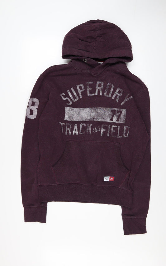 Superdry Men's Purple Pullover Hoodie M Track & Field Fleece Sweatshirt