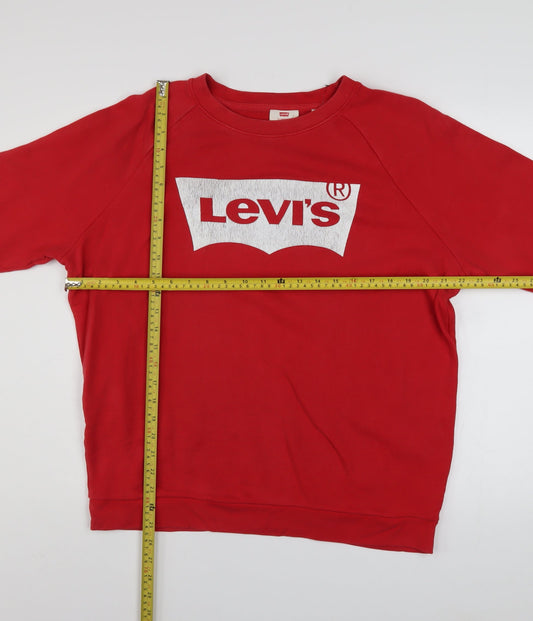 Levi's Men's Red Crew Neck Logo Sweatshirt Size M
