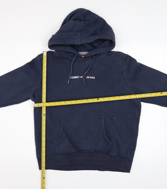 Tommy Jeans Men's Blue Pullover Hoodie Medium Logo Cotton Blend