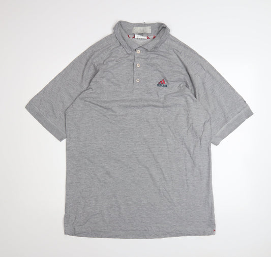 Adidas Mens Grey Polo Shirt Size L Cotton Blend Golf Sportswear