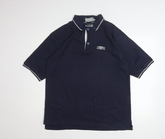 Umbro Men’s Blue L Regular Fit Short Sleeve Polo Shirt