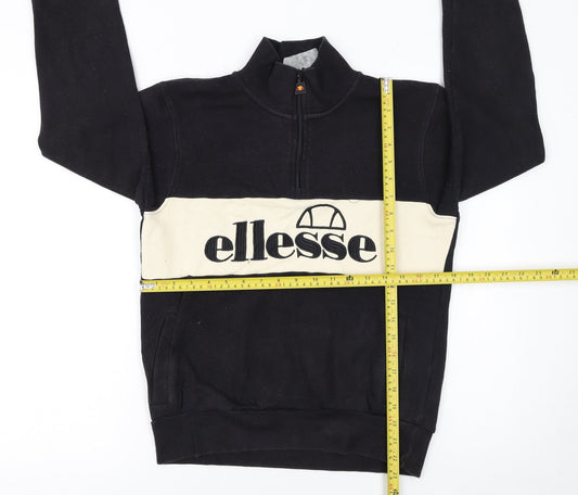 Ellesse Womens Black Beige Half Zip Sweatshirt UK 6