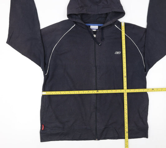 Reebok Men’s Black Full Zip Hoodie L Logo Sportswear