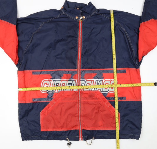 Earthbound Men's Blue Red 2XL Windbreaker Jacket Nylon Retro Style