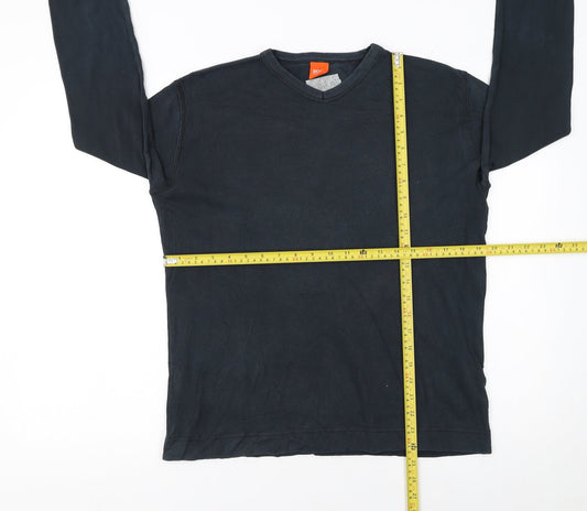 Hugo Boss Men's Black Long Sleeve Cotton Crew Neck T-Shirt Size S