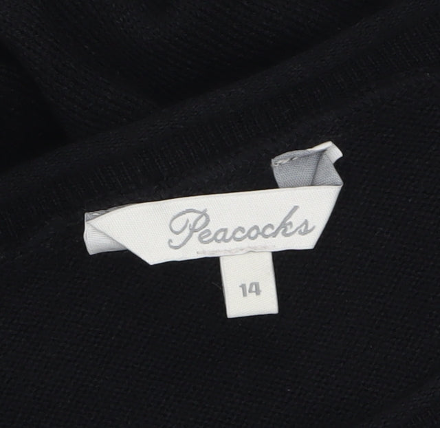 Peacocks Womens Black Size 14 Long Sleeve Pullover Jumper