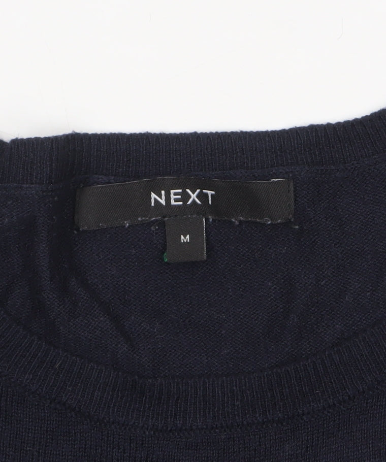 NEXT Women Blue Polka Dot Wool Blend Crew Neck Jumper M