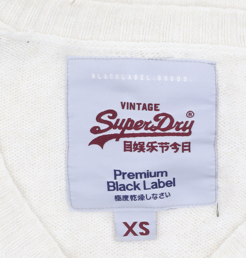 Superdry Women’s Ivory Angora Blend V-Neck Pullover Jumper XS
