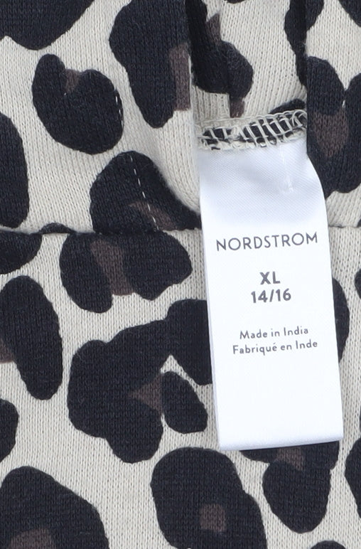Nordstrom Women’s Beige Leopard Print Pullover Hoodie XL