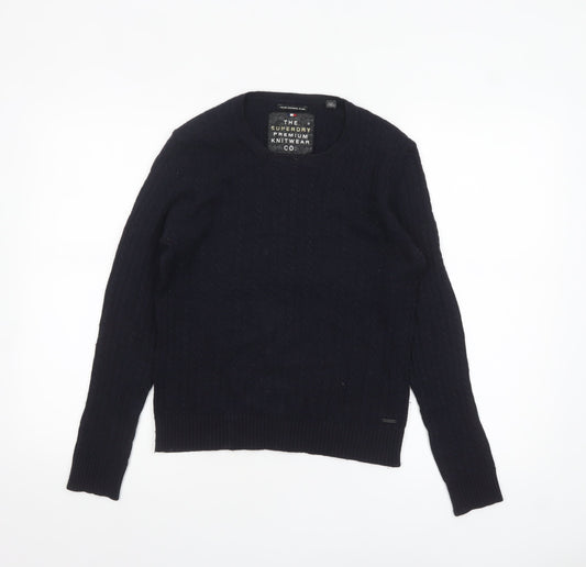 Superdry Women's Black Cable-Knit Wool Blend Jumper Small