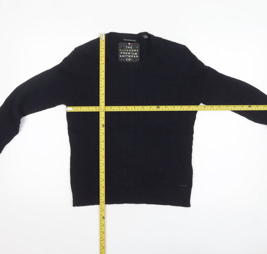 Superdry Women's Black Cable-Knit Wool Blend Jumper Small