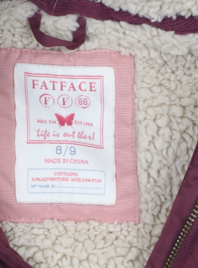Additional view of FatFace girls’ red hooded faux fur lined puffer gilet 8-9 years