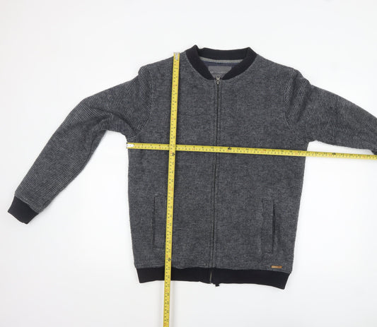 RJR John Rocha Men's Grey Bomber Jacket Size M Full Zip Knit Casual