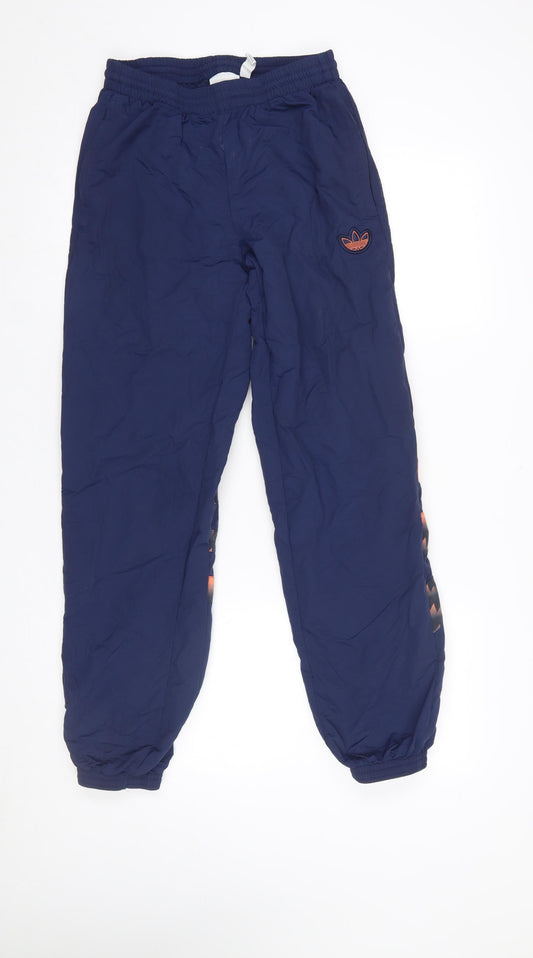 Adidas Men Blue Jogger Trousers S Lightweight Nylon Logo Pants