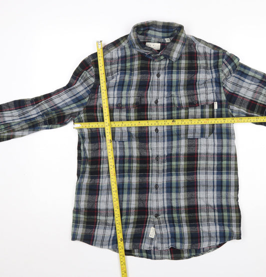 Jack Wills Men's Blue Green Plaid Cotton Button-Up Shirt Size S