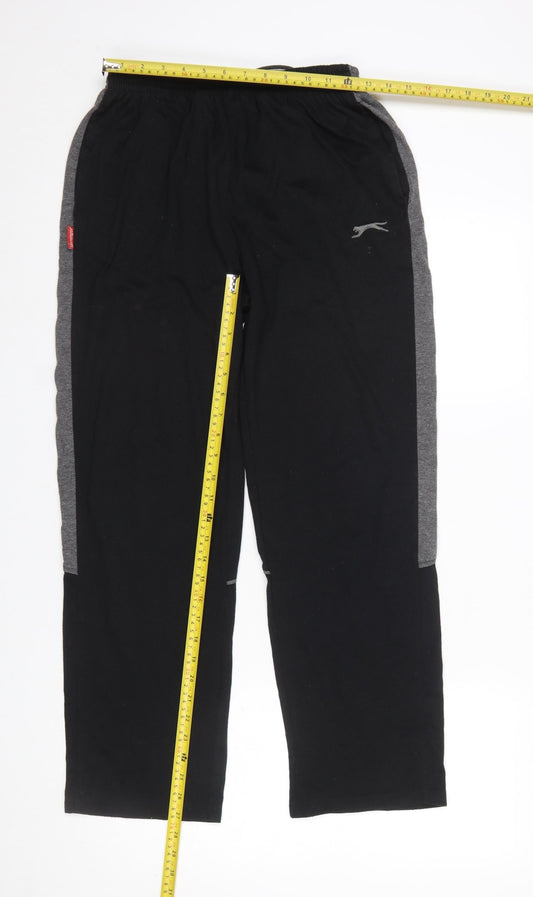 Slazenger Men's Black Sweatpants M Regular Fit Elastic Waist