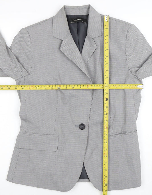 Zara Basic Women's Grey Single-Breasted Blazer Size 12 Classic Fit