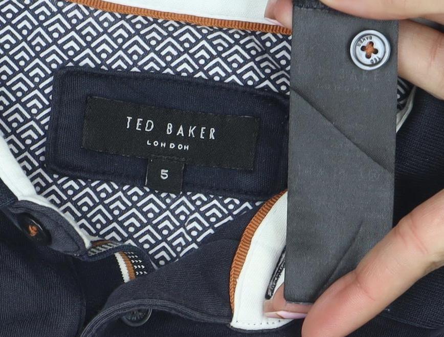 Ted Baker Men's Blue Short Sleeve Cotton Polo Shirt Size S