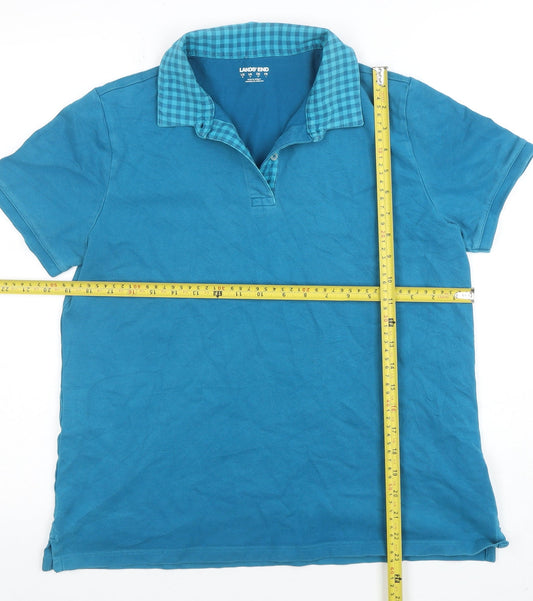 Lands' End Men's Blue Short Sleeve Polo Shirt Size M