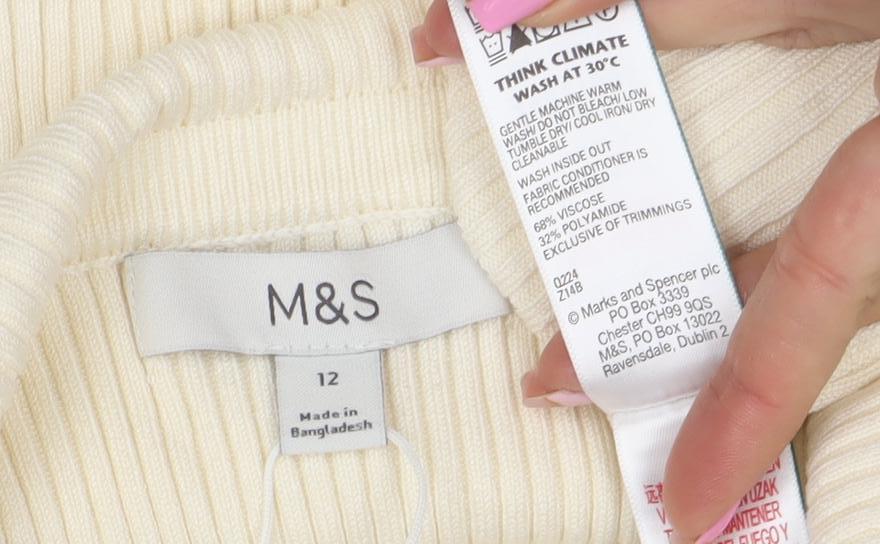 Marks and Spencer Women’s Ivory Ribbed Strapless Knit Camisole Top Size 12