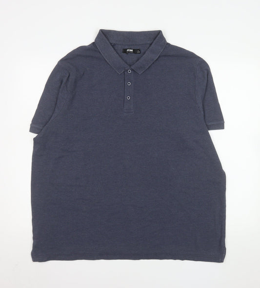 Jacamo Men's Blue 1X Regular Fit Short Sleeve Polo Shirt
