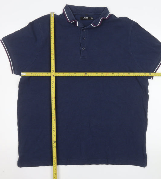 Jacamo Men's Blue Big 1X Cotton Short Sleeve Polo Shirt