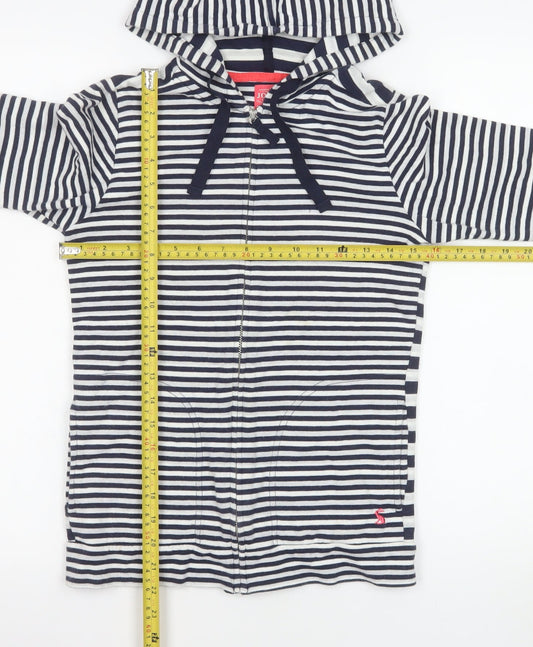 Joules Women's Blue Striped Hooded Full Zip Jacket Size 6