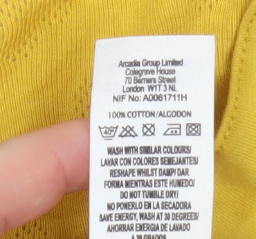 Additional view of Miss Selfridge Women’s Yellow Cotton Cropped Button-Up Top, size UK 10